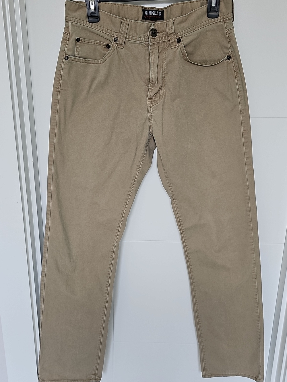 Kirkland Signature Men's Khaki Cotton Spandex Blend Pants Sz 32/32